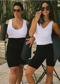 High Waist Curvy Bike Shorts- Black