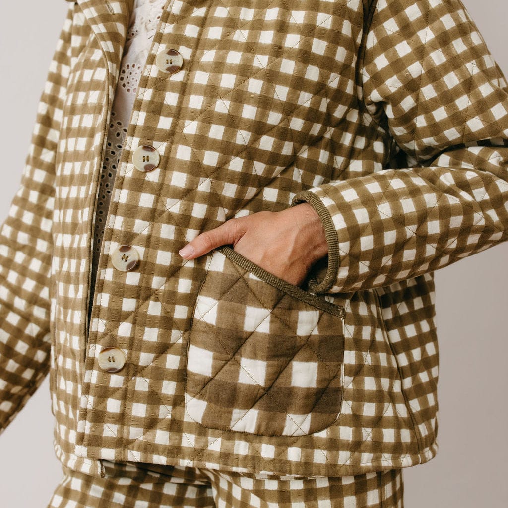 Painted Gingham Barn Jacket- Green