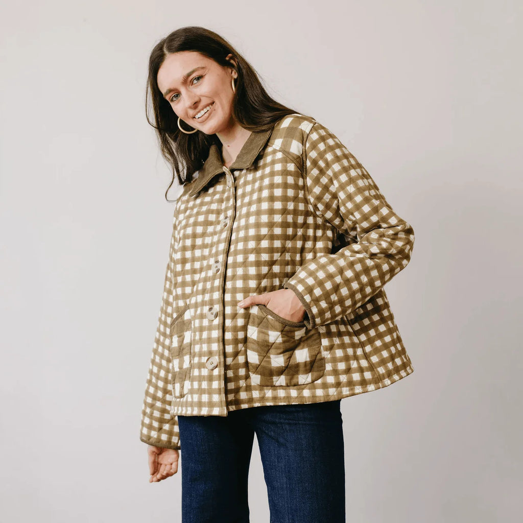 Painted Gingham Barn Jacket- Green
