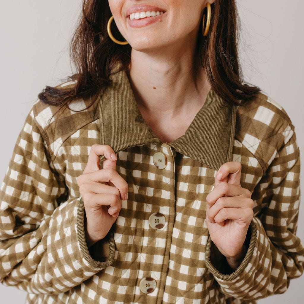 Painted Gingham Barn Jacket- Green