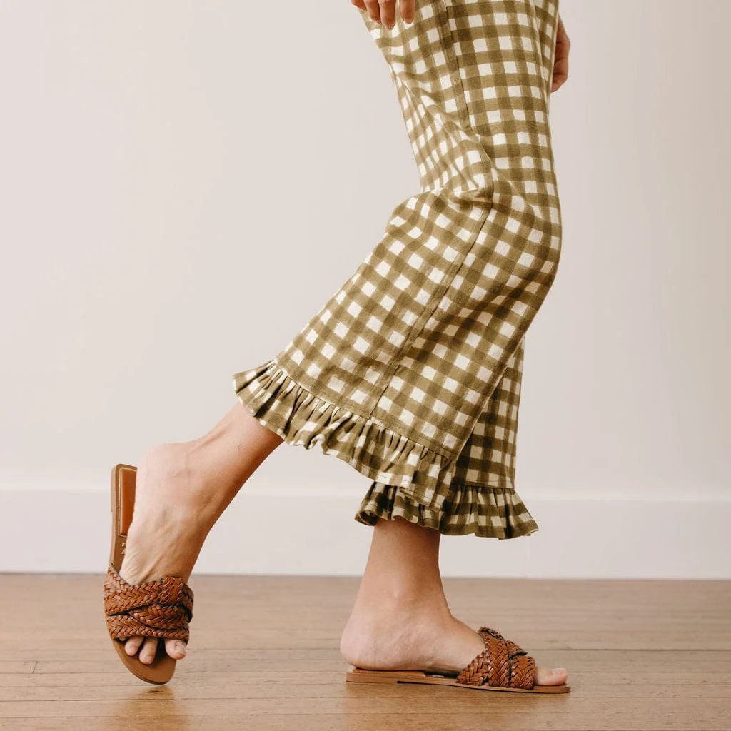 Painted Gingham Romy Pant- Green