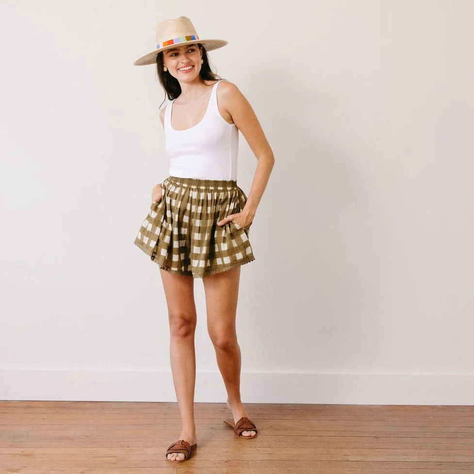 Painted Gingham Willa Short- Green