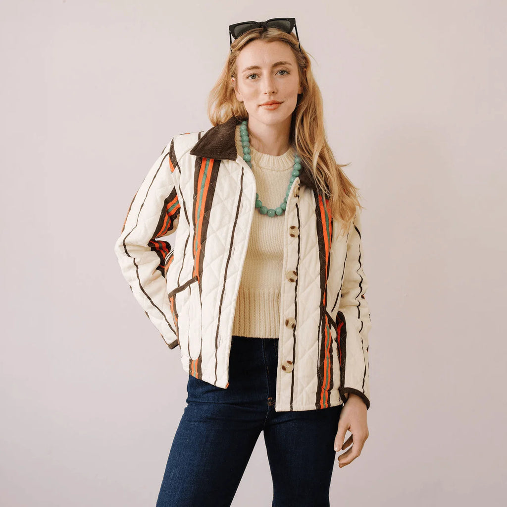 Vintage Stripe Barn Jacket- Cream