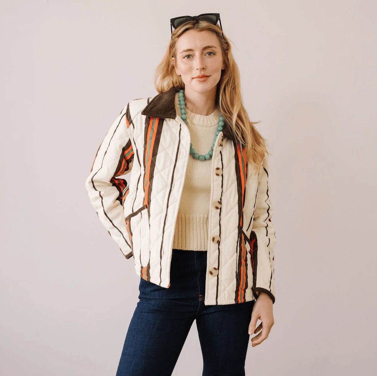 Vintage Stripe Barn Jacket- Cream