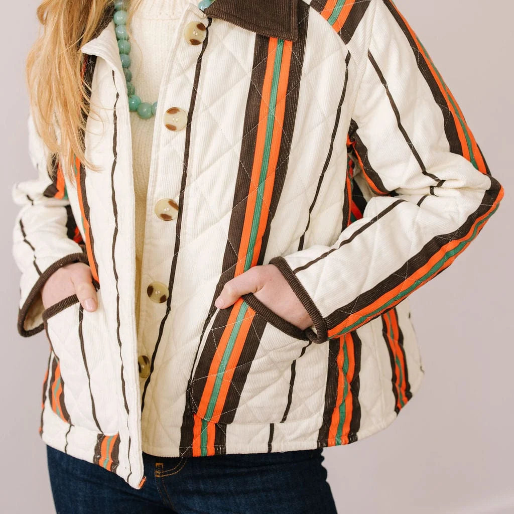 Vintage Stripe Barn Jacket- Cream
