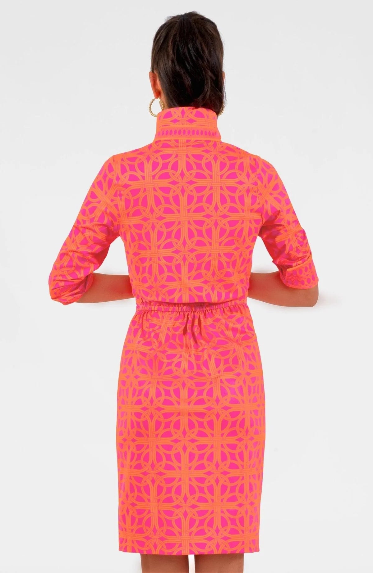 Twist & Shout Dress- Ring Toss- Shocking Pink