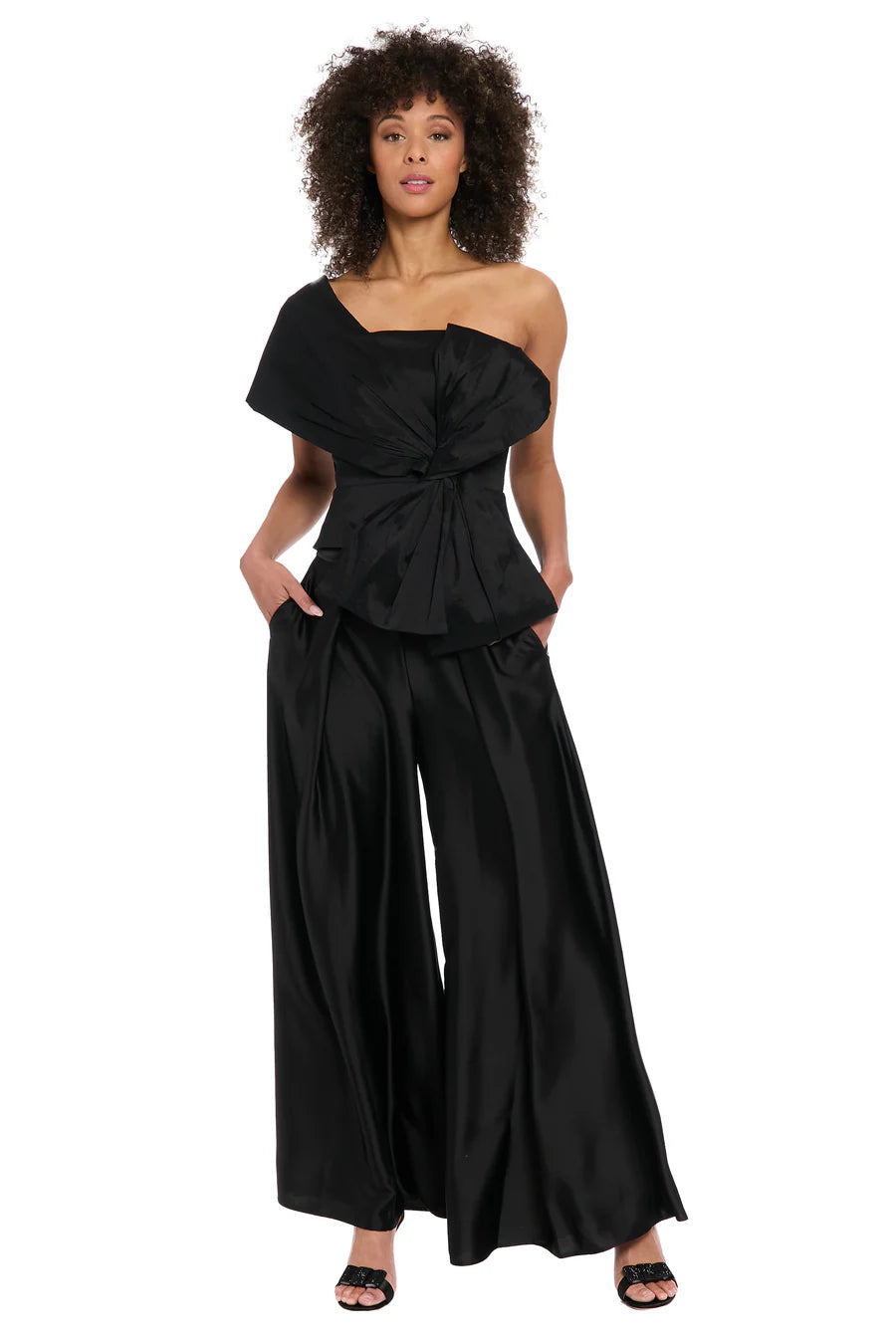 The Astor Pant in Restro Satin- Black